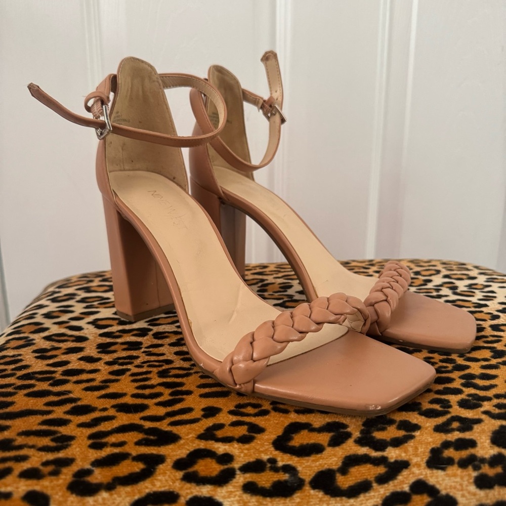 Nine West Tan Block Heel Sandals